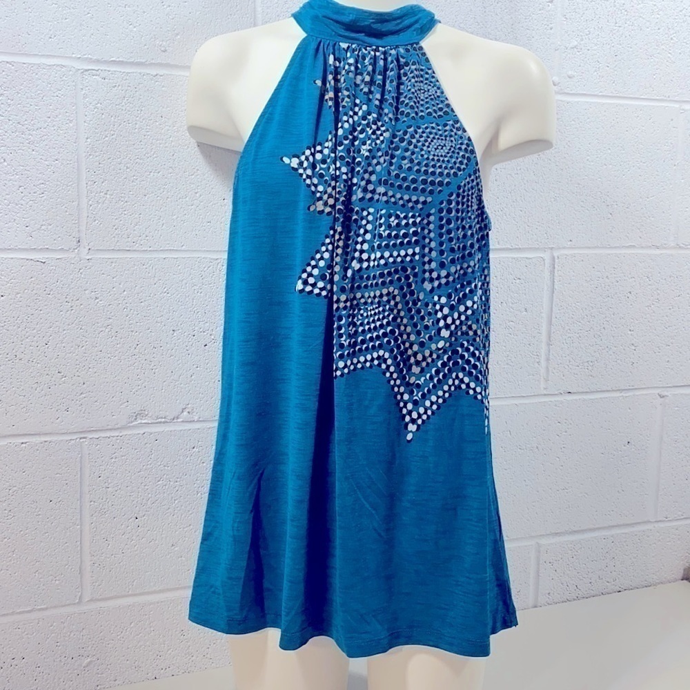 Teal blue halter top with neck bow​​​​​​​​​​​​​​​​​​